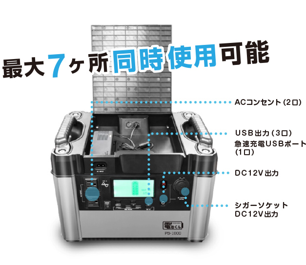 大容量ポータブル電源【電池くん】出力口